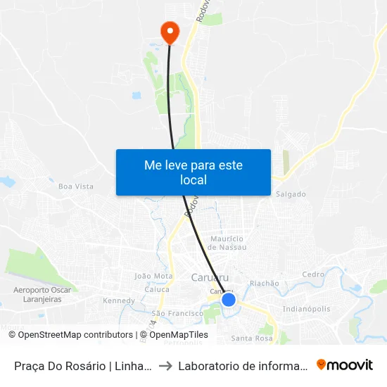 Praça Do Rosário | Linhas Intermunicipais to Laboratorio de informatica - UFPE /CAA map