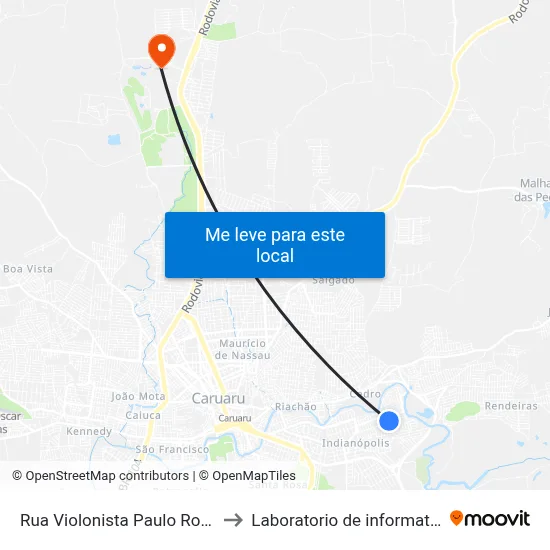 Rua Violonista Paulo Roberto Da Silva 70 to Laboratorio de informatica - UFPE /CAA map