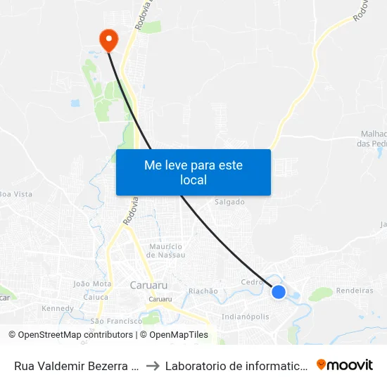 Rua Valdemir Bezerra Da Silva 159 to Laboratorio de informatica - UFPE /CAA map