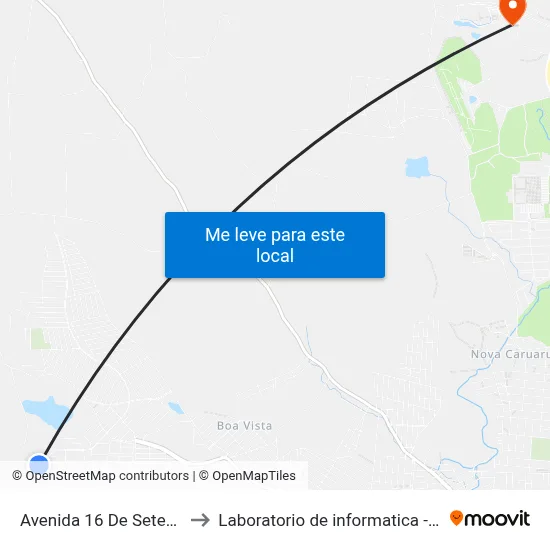 Avenida 16 De Setembro 163 to Laboratorio de informatica - UFPE /CAA map