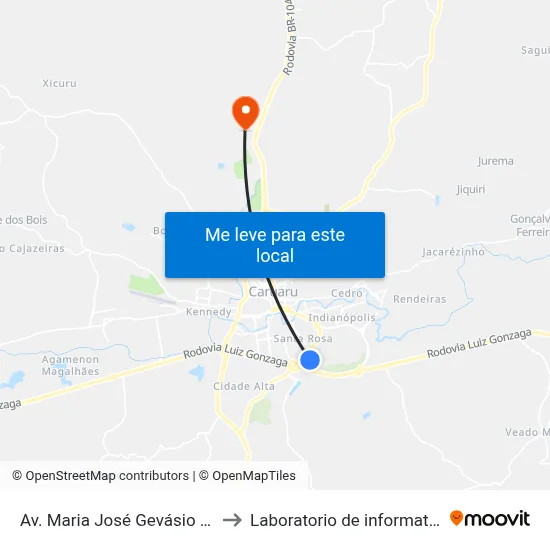 Av. Maria José Gevásio Nascimento 120 to Laboratorio de informatica - UFPE /CAA map