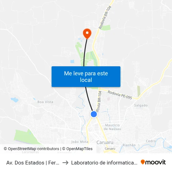 Av. Dos Estados | Ferreira Costa to Laboratorio de informatica - UFPE /CAA map