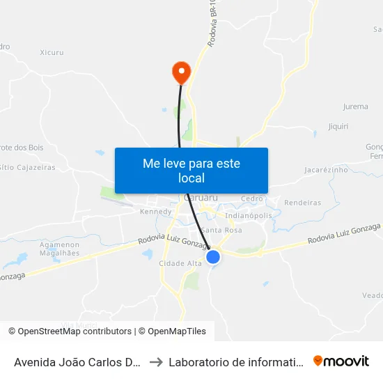 Avenida João Carlos De Lira Lins 410 to Laboratorio de informatica - UFPE /CAA map
