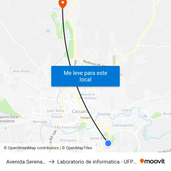 Avenida Serena 327 to Laboratorio de informatica - UFPE /CAA map