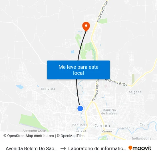 Avenida Belém Do São Francisco 77 to Laboratorio de informatica - UFPE /CAA map