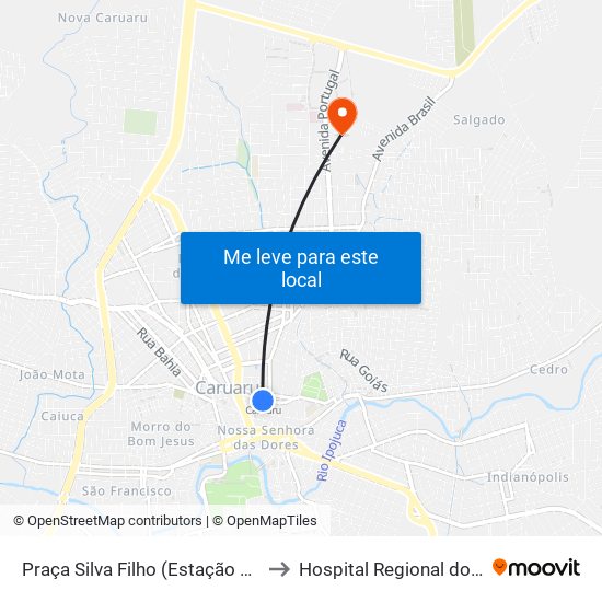 Praça Silva Filho (Estação Ferroviária) to Hospital Regional do Agreste map