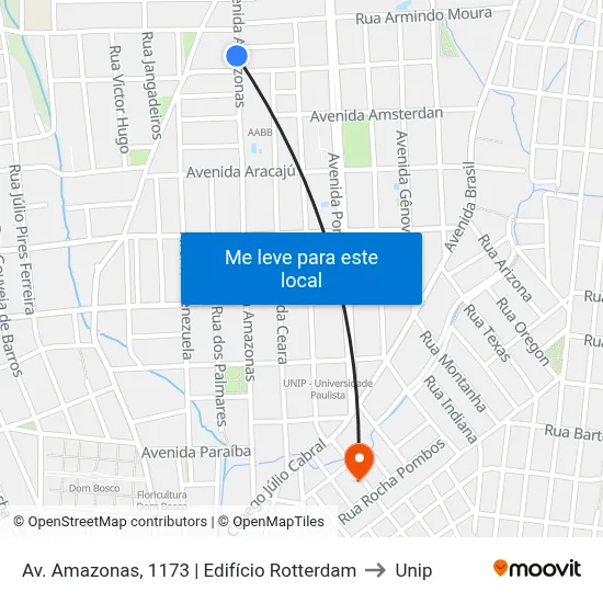 Av. Amazonas, 1173 | Edifício Rotterdam to Unip map