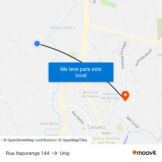 Rua Itaporanga 144 to Unip map