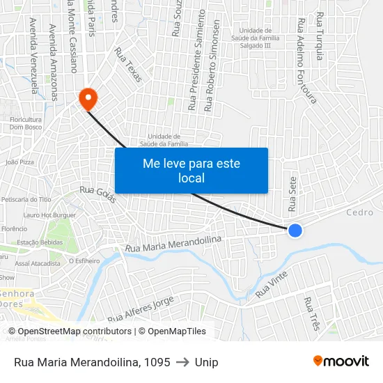 Rua Maria Merandoilina, 1095 to Unip map