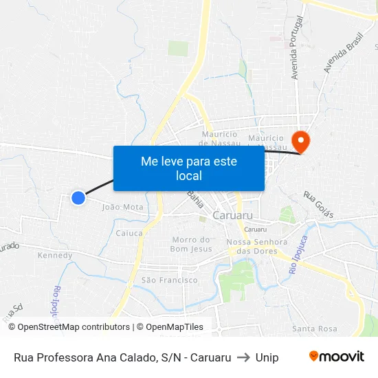 Rua Professora Ana Calado, S/N - Caruaru to Unip map