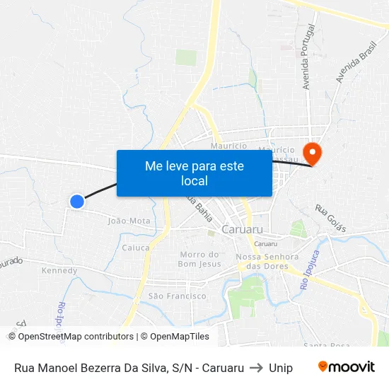 Rua Manoel Bezerra Da Silva, S/N - Caruaru to Unip map