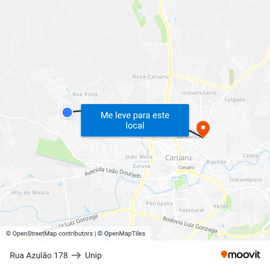 Rua Azulão 178 to Unip map