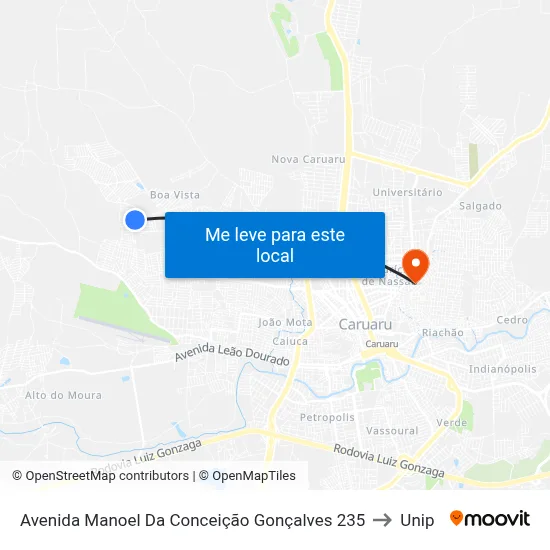 Avenida Manoel Da Conceição Gonçalves 235 to Unip map