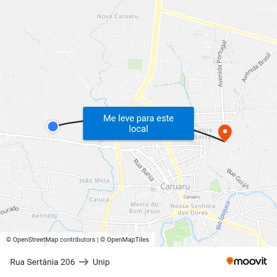 Rua Sertânia 206 to Unip map