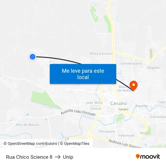 Rua Chico Science 8 to Unip map
