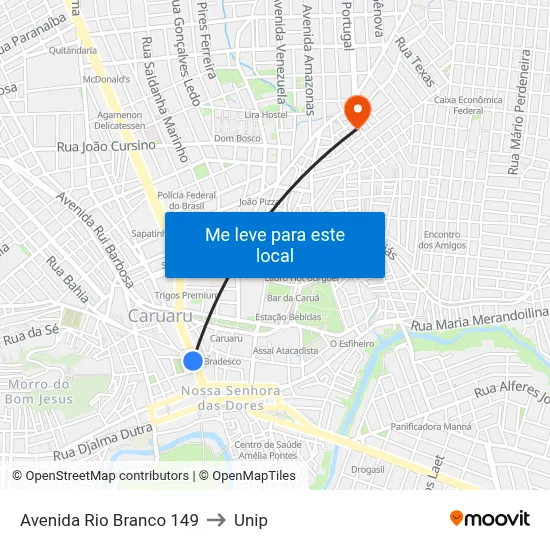 Avenida Rio Branco 149 to Unip map