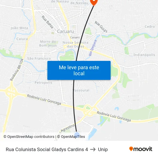 Rua Colunista Social Gladys Cardins 4 to Unip map