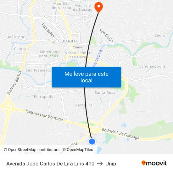 Avenida João Carlos De Lira Lins 410 to Unip map