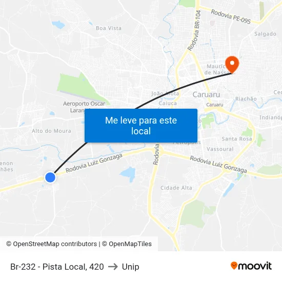 Br-232 - Pista Local, 420 to Unip map