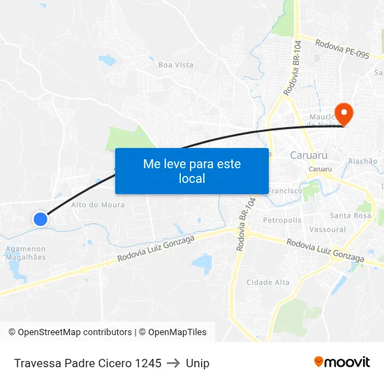 Travessa Padre Cicero 1245 to Unip map