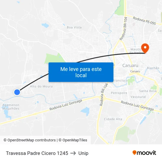 Travessa Padre Cicero 1245 to Unip map