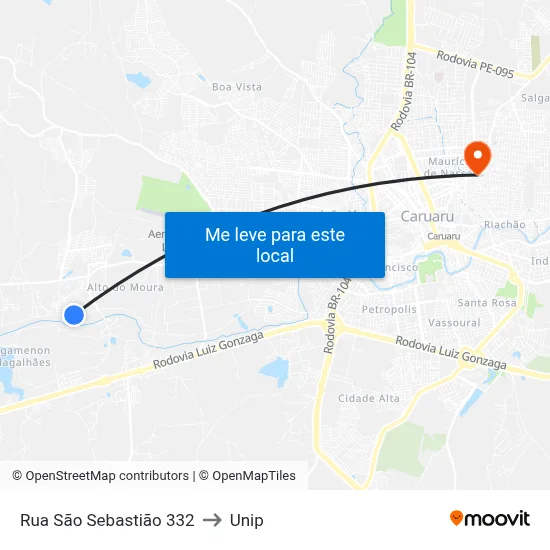 Rua São Sebastião 332 to Unip map