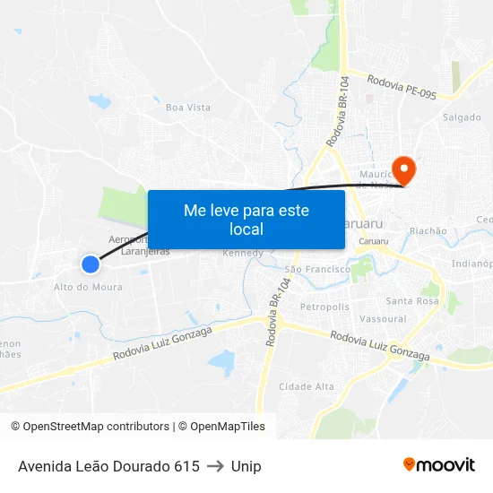 Avenida Leão Dourado 615 to Unip map