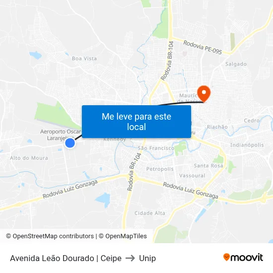 Avenida Leão Dourado | Ceipe to Unip map