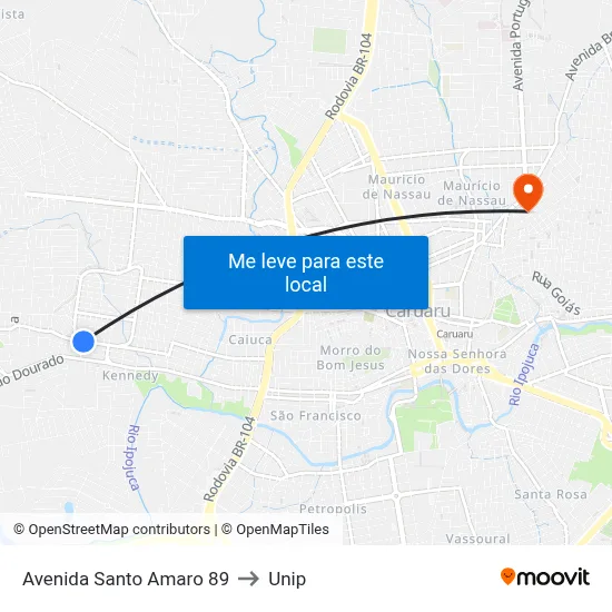 Avenida Santo Amaro 89 to Unip map