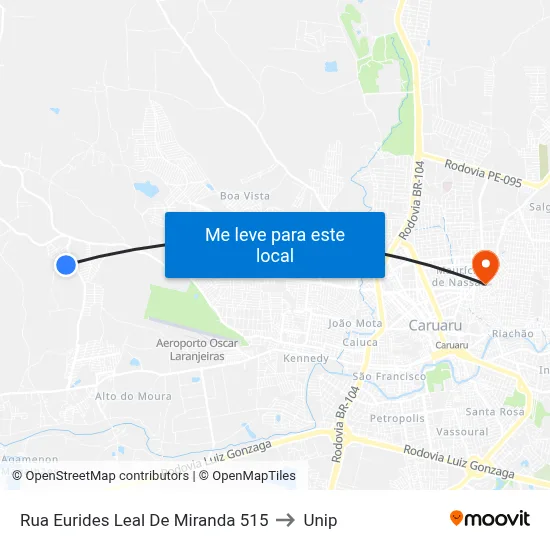Rua Eurides Leal De Miranda 515 to Unip map