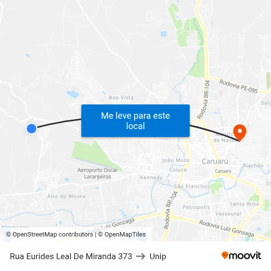 Rua Eurides Leal De Miranda 373 to Unip map