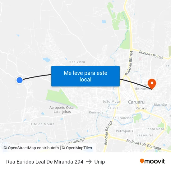 Rua Eurides Leal De Miranda 294 to Unip map