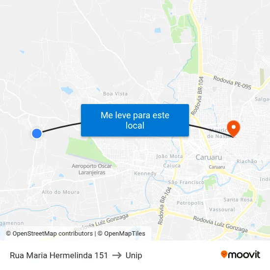 Rua Maria Hermelinda 151 to Unip map