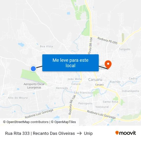 Rua Rita 333 | Recanto Das Oliveiras to Unip map