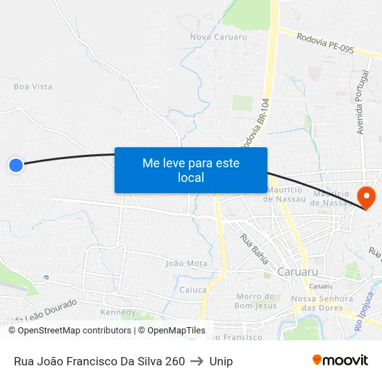 Rua João Francisco Da Silva 260 to Unip map