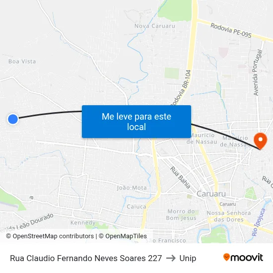 Rua Claudio Fernando Neves Soares 227 to Unip map