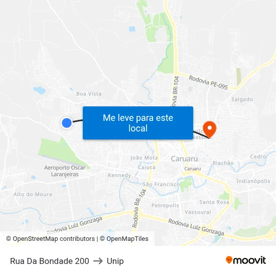 Rua Da Bondade 200 to Unip map