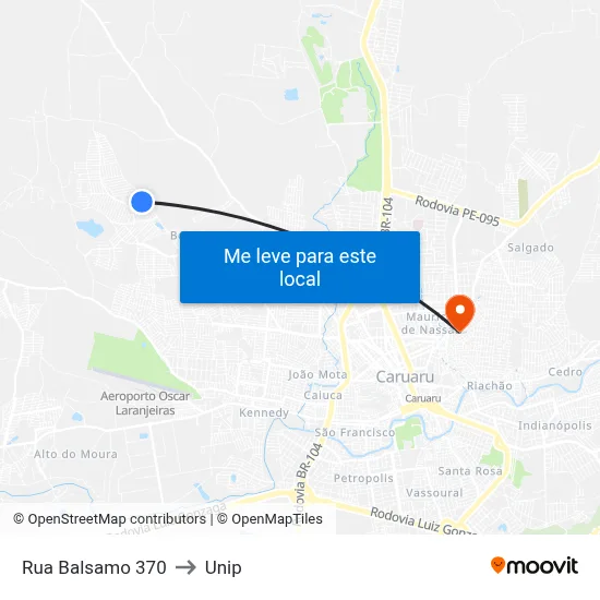 Rua Balsamo 370 to Unip map