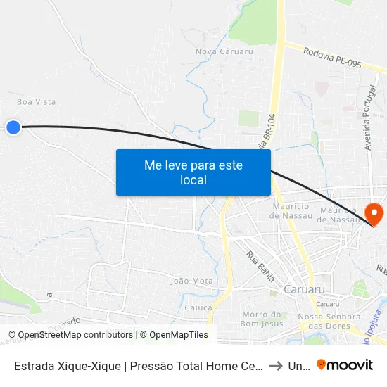 Estrada Xique-Xique | Pressão Total Home Center to Unip map
