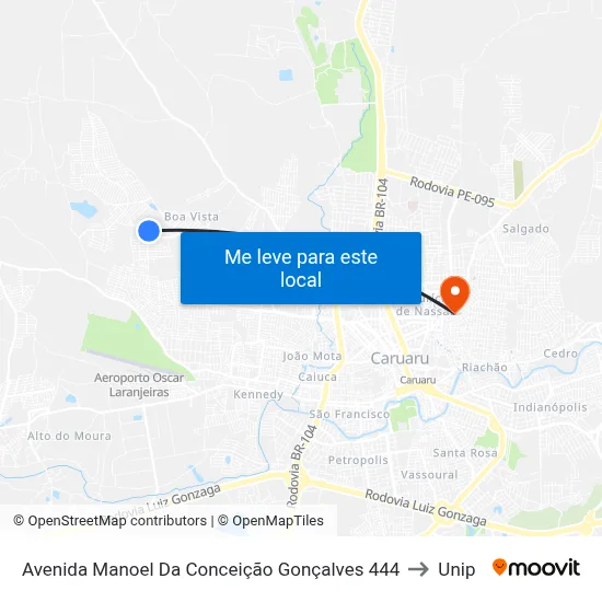 Avenida Manoel Da Conceição Gonçalves 444 to Unip map
