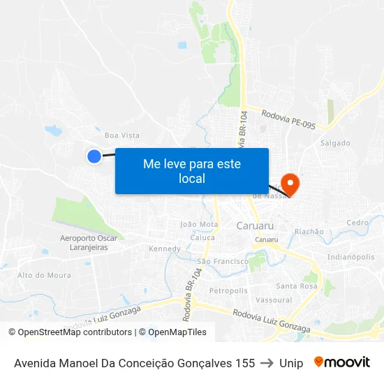 Avenida Manoel Da Conceição Gonçalves 155 to Unip map