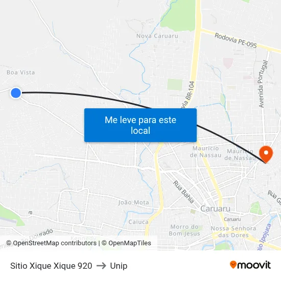 Sitio Xique Xique 920 to Unip map