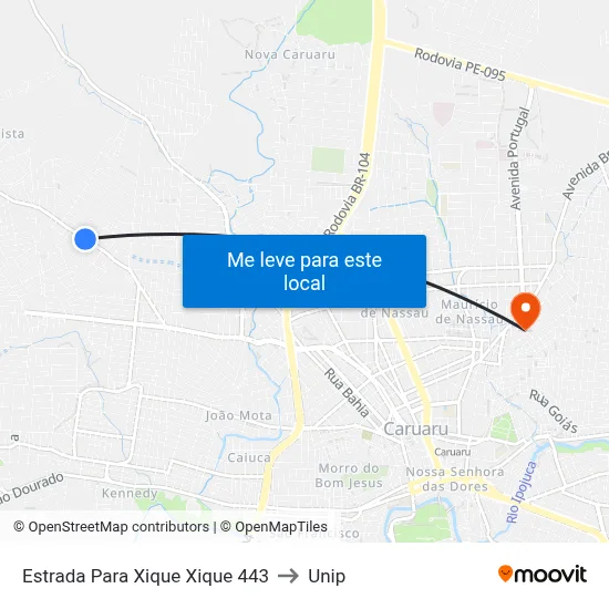 Estrada Para Xique Xique 443 to Unip map