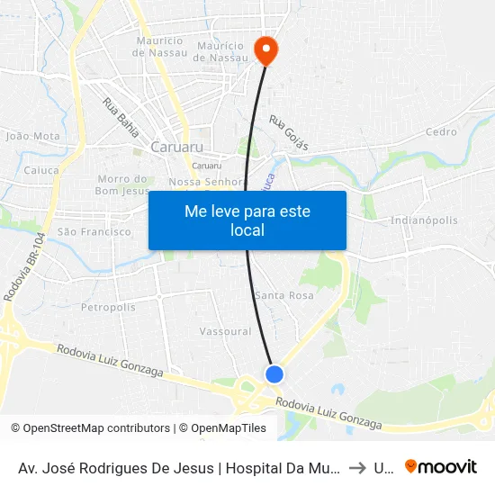 Av. José Rodrigues De Jesus | Hospital Da Mulher Do Agreste to Unip map