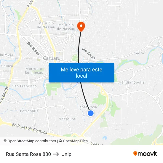 Rua Santa Rosa 880 to Unip map