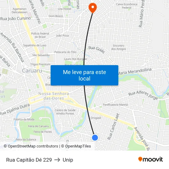 Rua Capitão Dé 229 to Unip map