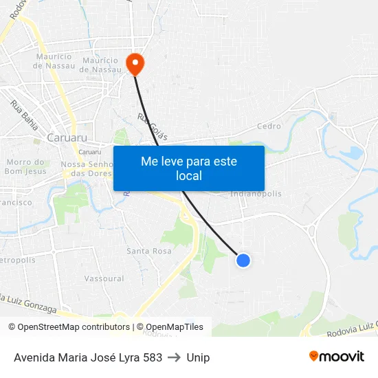 Avenida Maria José Lyra 583 to Unip map