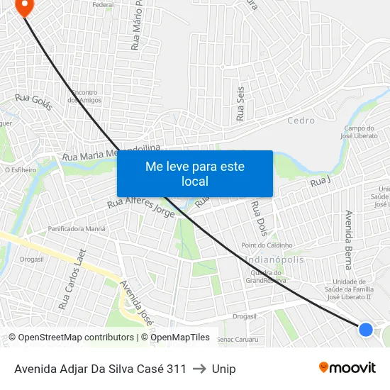 Avenida Adjar Da Silva Casé 311 to Unip map