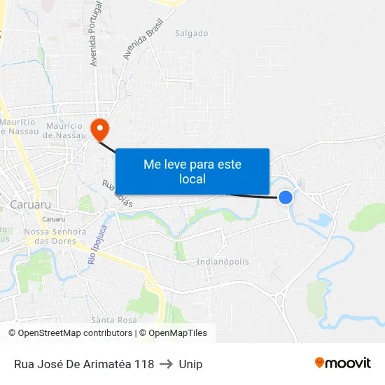Rua José De Arimatéa 118 to Unip map
