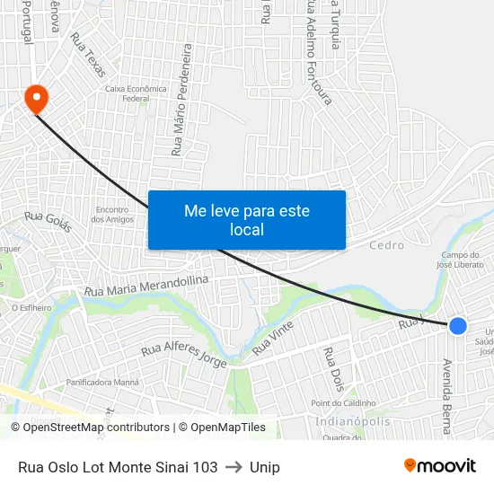 Rua Oslo Lot Monte Sinai 103 to Unip map